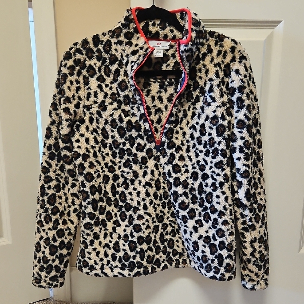 Vineyard Vines Leopard Jacket with Red Trim, $40
